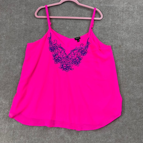 Torrid Size 2 18/20 Hot Pink Embroidered Sleeveless Layered Cami Tank Top - Picture 1 of 9